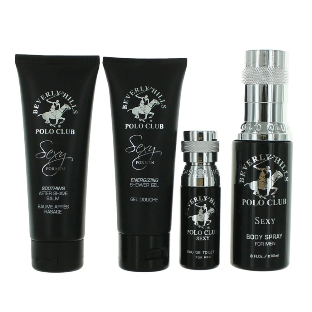 Sexy by Beverly Hills Polo Club 4 Piece Gift Set Men With Body Spray